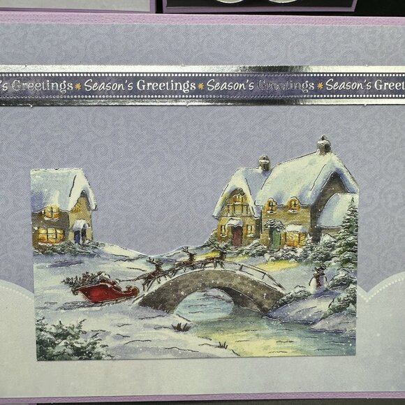 Handmade Christmas Cards with Envelopes Colorful Set of 6 Santa Birds Dog Purple - Picture 11 of 15